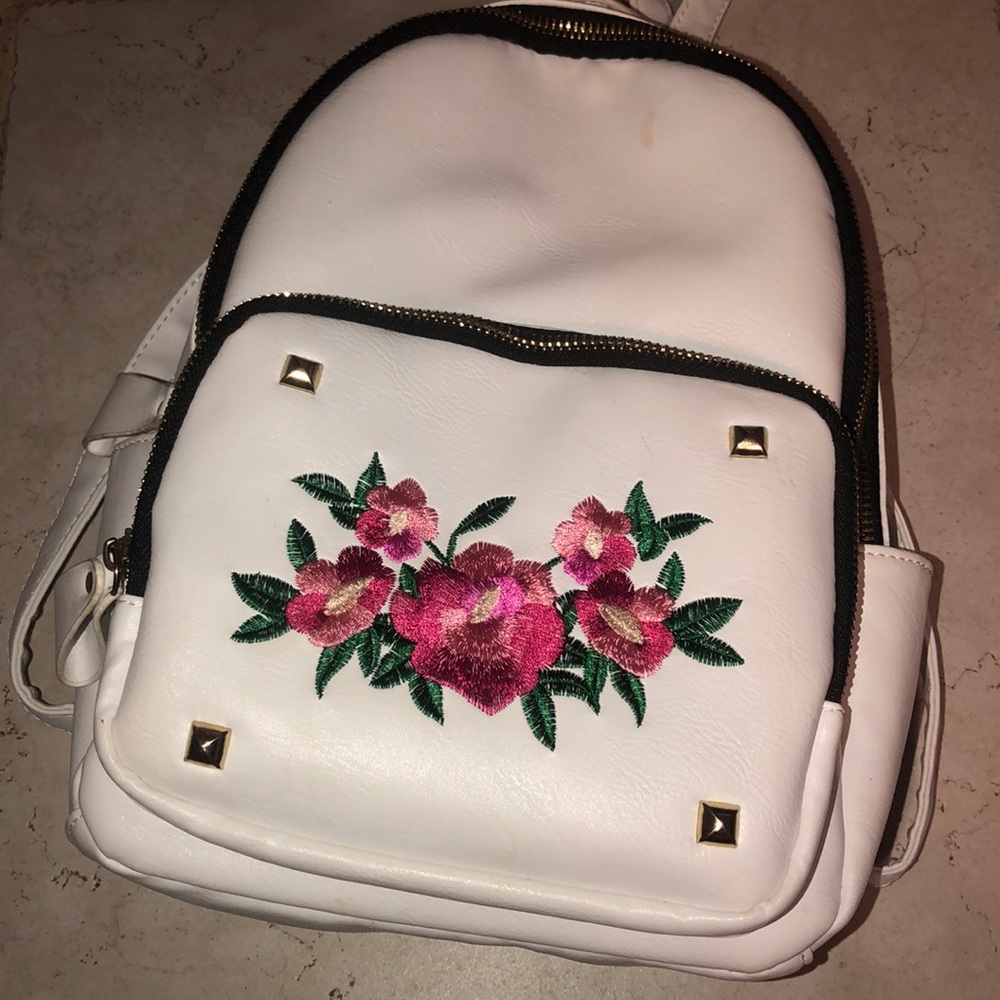 Kiss Me Couture embroidered mini white backpack